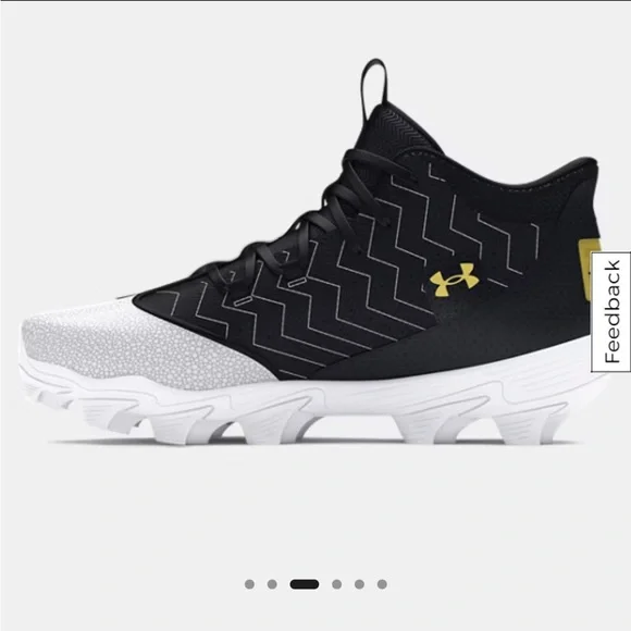 NWB Under Armour Harper 9 RM Black and White Cleats with Gold Detail - Picture 2 of 8
